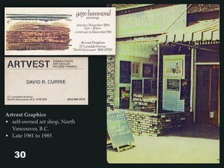 30
Artvest Graphics
• self-owned art shop, North
Vancouver, B.C.
• Late 1981 to 1985
 