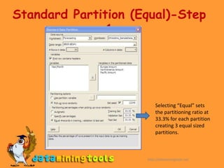Standard Partition (Automatic)-Output	Testing Set			Validation Sethttp://dataminingtools.net