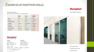 EXAMPLESOFPARTITIONWALLS
• Companies in India those manufacture partition walls are:
 