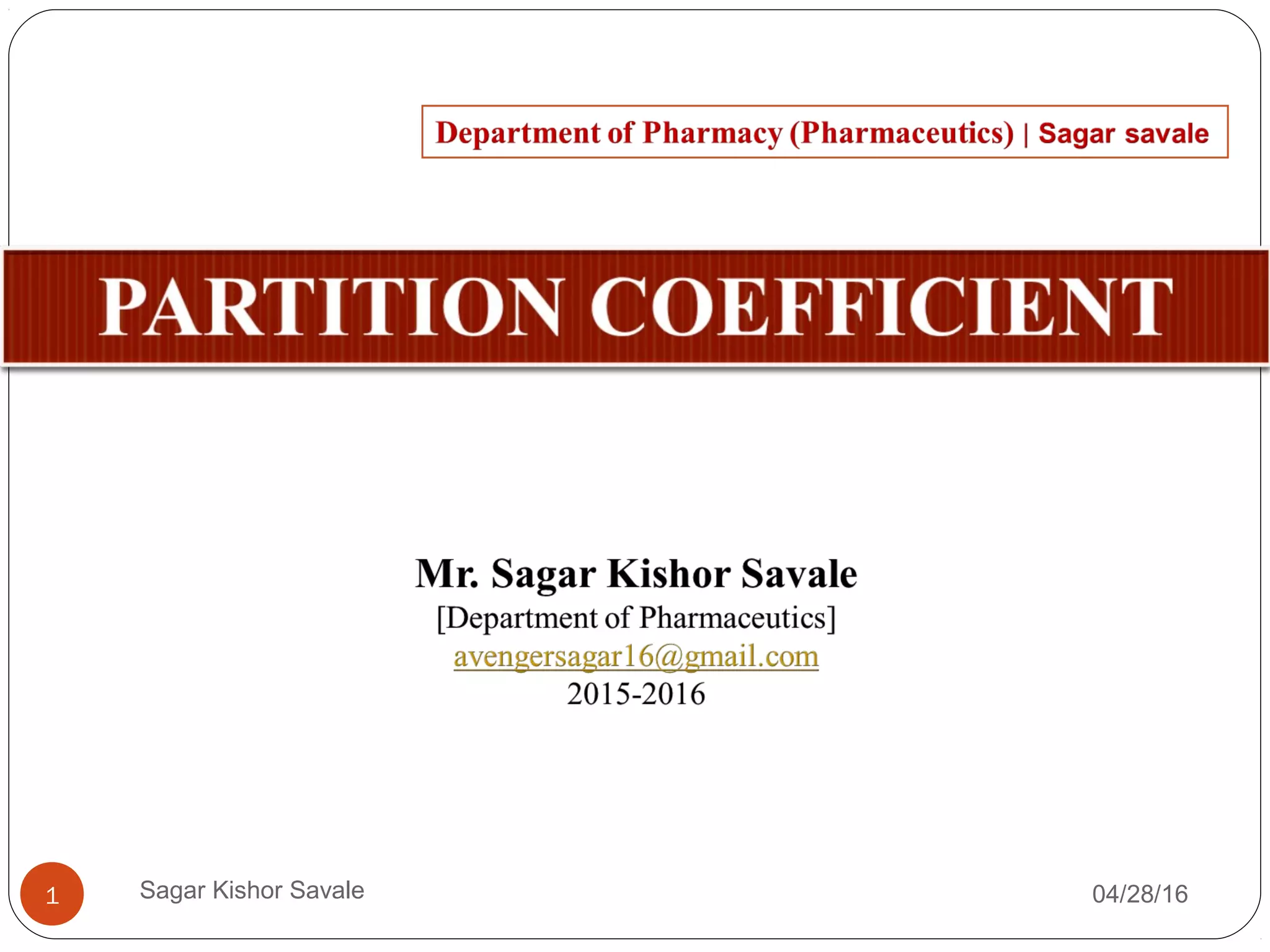 Partition coefficient | PPT