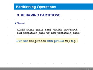 Partitioning Rearrange And Rename Partitioning | ODP