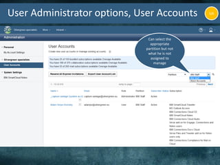 Manage SCN
subscribers
UAUser Administrator options, User Accounts
No access to configuration options
 