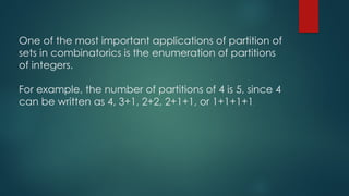 Partition Of Sets - Maths project, Engineering CSE | PPTX