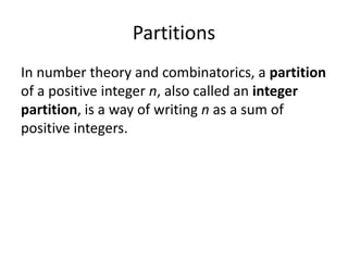 Partitions of a number sb | PPT