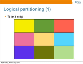 Logical partitioning (1)
     • Take a map




                              22


Wednesday, 13 January 2010
 