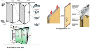Foldable partition wall
Sliding partition wall
 