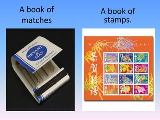 A book of matchesA book ofstamps.