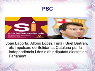 PSC Joan Laporta, Alfons López Tena i Uriel Bertran, els impulsors de Solidaritat Catalana per la Independència i des d’ahir diputats electes del Parlament 