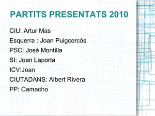 PARTITS PRESENTATS 2010 ,[object Object]