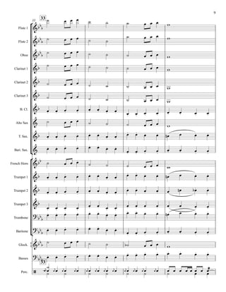 °
¢
°
¢
{
33
33
33
Flute 1
Flute 2
Oboe
Clarinet 1
Clarinet 2
Clarinet 3
B. Cl.
Alto Sax
T. Sax.
Bari. Sax.
French Horn
Trumpet 1
Trumpet 2
Trumpet 3
Trombone
Baritone
Glock.
Basses
Perc.
&bb
b
&bbb
&bbb
&b
&b
&b
&b
&
&b
&
&bb
&b
&b
&b
?bbb
?bbb
&bbb
?bbb
/
˙ œ œ œ ˙ ˙ ˙ œ œ œ w
˙ œ œ œ ˙ ˙
˙ œ œ œ w
˙ œ œ œ ˙ ˙ ˙ œ œ œ w
˙ œ œ œ ˙ ˙ ˙ œ œ œ w
˙ œ œ œ ˙ ˙ ˙ œ œ œ w
˙ œ œ œ ˙ ˙ ˙ œ œ œ w
œ. œ. œ. œ.
œ. œ. œ. œ. œ. œ. œ. œ. œ. œ. œ. œ.
˙ œ œ œ ˙ ˙ ˙ œ œ œ w
œ. œ. œ. œ. œ. œ. œ. œ.
œ. œ. œ. œ. œn œ œ. œ.
œ. œ. œ. œ. œ. œ.
œ. œ.
œ. œ. œ. œ.
œ. œ. œ. œ.
˙ œ œ œ ˙ ˙ ˙ œ œ œ w
œ. œ. œ. œ. œ. œ. œ. œ.
œ. œ. œ. œ. œn œ œ. œ.
œ. œ. œ. œ.
œ. œ. œ. œ.
œ. œ. œ. œ. œ œn œ.b œ.
œ. œ. œ. œ.
œ. œ. œ. œ.
œ. œ. œ. œ. œ œ œ. œ.
œ. œ. œ. œ. œ. œ.
œ. œ. œ. œ. œ. œ. œn œ œ. œ.
œ. œ. œ. œ. œ. œ.
œ. œ.
œ. œ. œ. œ.
œ. œ. œ. œ.
˙ œ œ œ ˙ ˙ ˙b œ œ œ w
œ. œ. œ. œ. œ. œ.
œ. œ. œ. œ. œ. œ. œ. œ. œ. œ.
œ
j
œ
¿
˙ œ
j
œ œ
j
œ˙ œ
j
œ œ
j
œ˙ œ
j
œ œ
j
œ˙ œ
j
œ œ
j
œ˙ œ
j
œ œ
j
œ˙ œ
j
œ ˙œ œ œ œ œ œœ œ ææœœ
9
 