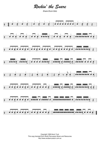 Reading Practice 18
Syncopation with Ties
copyright 1997. 2000 Kevin Tuck
this copy licensed from World Percussion Music and Resources
http://www.worldpercussion.com.au
 