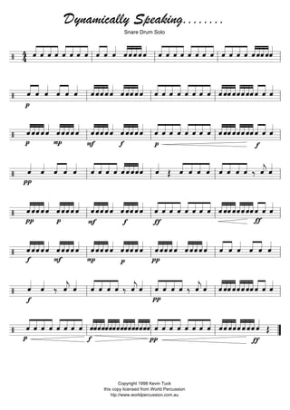 Reading Practice #19
Syncopated Semiquavers
copyright 1998, 2000 Kevin Tuck
this copy licensed from World Percussion Music and Resources
http://www.worldpercussion.com.au
 