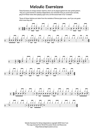 Stage 2, Sheet 1 - Snares in the Middle
Copyright 1997 Kevin Tuck
this copy licensed from World Percussion music and Resources
http://www.worldpercussion.com.au
 