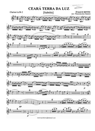 Clarinet in Bb2
CEAUTERRA DA LUZ BRNDLDE~ ? i S l i / ~
[Subtitle] ~TALOE RENNO
Arr: Themistcoles Stanton
 