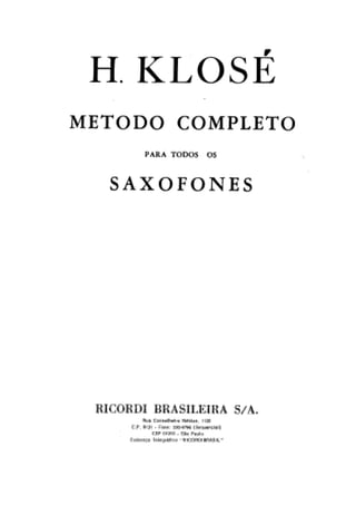 H. Klose - Método Completo Saxofones