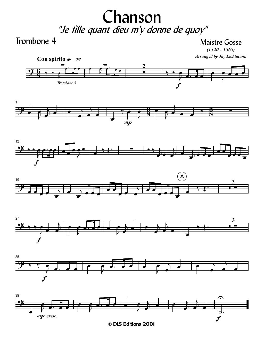 Chanson Quartet for Trombone