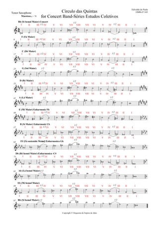Copyright © Orquestra de Sopros de Jales
Tenor Saxophone
I II III 1/2 IV V VI VII
1/2
VIII VII VI V IV 1/2 III II I
Bb (Sí bemol Maior) Concert
Maestoso q = 70
I II III 1/2 IV V VI VII
1/2
VIII VII VI V IV 1/2 III II I
F (Fá Maior)
9
I II III 1/2 IV V VI VII
1/2
VIII VII VI V IV 1/2 III II I
C (Dó Maior)
17
I II III
1/2
IV V VI VII
1/2
VIII VII VI V IV
1/2
III II I
G (Sol Maior)25
I II III 1/2 IV V VI VII
1/2
VIII VII VI V IV 1/2 III II I
D (Ré Maior)
33
I II III
1/2
IV V VI VII
1/2
VIII VII VI V IV
1/2
III II I
A (Lá Maior)41
I II III 1/2 IV V VI VII
1/2
VIII VII VI V IV 1/2 III II I
E (Mi Maior) Enharmonic Fb
49
I II III 1/2 IV V VI VII
1/2
VIII VII VI V IV 1/2 III II I
B (Sí Maior) Enharmonic Cb
F# (Fá sustenido Maior) Enharmonica Gb
57
I II III
1/2
IV V VI VII
1/2
VIII VII VI V IV
1/2
III II I
65
I II III 1/2 IV V VI VII
1/2
VIII VII VI V IV 1/2 III II I
Db (Ré bemol Maior)-Enharmonica -C#
73
I II III
1/2
IV V VI VII
1/2
VIII VII VI V IV
1/2
III II I
Ab (Lá bemol Maior)81
I II III 1/2 IV V VI VII
1/2
VIII VII VI V IV 1/2 III II I
Eb (Mí bemol Maior)
89
I II III
1/2
IV V VI VII
1/2
VIII VII VI V IV
1/2
III II I
Bb (Sí bemol Maior)97



Círculo das Quintas
for Concert Band-Séries Estudos Coletivos
Edivaldo de Paula
OMB-47.345

 

 

 


 










 


 

 
 
 
 

              
              
              
              
              
              
              
              
              
              
              
              
              
 