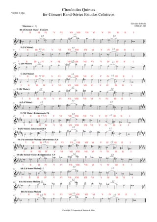 Copyright © Orquestra de Sopros de Jales
Violin 1 opc.
I II III
1/2
IV V VI VII
1/2
VIII VII VI V IV
1/2
III II I
Bb (Sí bemol Maior) Concert
Maestoso q = 70
I II III 1/2 IV V VI VII
1/2
VIII VII VI V IV 1/2 III II I
F (Fá Maior)
9
I II III 1/2 IV V VI VII 1/2 VIII VII VI V IV 1/2 III II I
C (Dó Maior)17
I II III 1/2 IV V VI VII
1/2
VIII VII VI V IV 1/2 III II I
G (Sol Maior)
25
I II III
1/2
IV V VI VII
1/2
VIII VII VI V IV
1/2
III II I
D (Ré Maior)33
I II III
1/2
IV V VI VII
1/2
VIII VII VI V IV
1/2
III II I
A (Lá Maior)41
I II III 1/2 IV V VI VII
1/2
VIII VII VI V IV 1/2 III II I
E (Mi Maior) Enharmonic Fb
49
I II III
1/2
IV V VI VII
1/2
VIII VII VI V IV
1/2
III II I
B (Sí Maior) Enharmonic Cb
F# (Fá sustenido Maior) Enharmonica Gb
57
I II III 1/2 IV V VI VII
1/2
VIII VII VI V IV 1/2 III II I65
I II III
1/2
IV V VI VII
1/2
VIII VII VI V IV
1/2
III II I
Db (Ré bemol Maior)-Enharmonica -C#73
I II III
1/2
IV V VI VII
1/2
VIII VII VI V IV
1/2
III II I
Ab (Lá bemol Maior)81
I II III
1/2
IV V VI VII
1/2
VIII VII VI V IV
1/2
III II I
Eb (Mí bemol Maior)89
I II III 1/2 IV V VI VII 1/2
VIII VII VI V IV 1/2 III II I
Bb (Sí bemol Maior)
97

 
Círculo das Quintas
for Concert Band-Séries Estudos Coletivos
Edivaldo de Paula
OMB-47.345
 



 

 

 

 





 

 
 
 

              
              
              
              
              
              
              
              
              
              
              
              
              
 