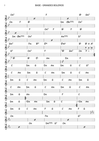 ===============================&
bb
Cm7
‘
F
‘
Bb Gm7
ll
151
ll ll ll ll
===============================&
bb
Cm F Bb Dm C#m7(b5) Cm7
ll
156
ll ll ll ll
===============================&
bb
‘
F Cm7 F Bb F Bb
ll
161
ll ll ll ll
===============================&
bb
Dm C#m7(b5) Cm7
‘
Am7(b5) D7
ll
166
ll ll ll ll
===============================&
bb
Gm7 Fm Bb7 Eb6 Ebm6 Bb Bb
£
œ»»»»
A
œ»»»»
Ab
bœ»»»»ll
171
ll ll ll ll
===============================&
bb
G7 Cm7 F Bb Gm7 Cm F
ll
176
ll ll ll
1.
””{
===============================&
bb
Bb Bb Eb Am
nn
Em F
ll
2.
181
ll llll ll ll
===============================&
C Dm G Em Am Dm G C G7
ll
186
ll ll ll ll
===============================&
C Am Dm G C Am Dm G C Am
llll ll
191
ll ll ll ll
===============================&
Dm G C Am Dm G C Am Dm G
ll
196
ll ll ll ll
===============================&
C Am Dm G C Am Dm G C Am
ll
201
ll ll ll ll
===============================&
Dm G Am Em F C206
““{ ll ll ll ll
===============================&
Dm G Em Am Dm G C Em Am
ll
211
ll
1.
ll ””{ ll
2.
===============================&
Dm G C Am F G C Am F G
bb
bll
216
llll ll ll llll
===============================&
bb
b
Cm
‘
Fm
‘
G7
ll
221
ll ll ll ll
===============================&
bb
b ‘
Cm Dm7(b5) G7 Cm
‘ll
226
ll ll ll ll
BASE - GRANDES BOLEROS3
 