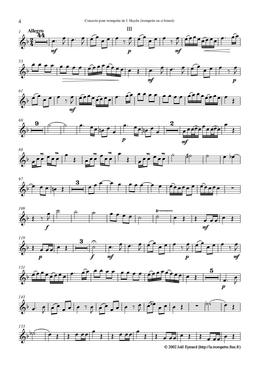 Concerto pour trompette et orchestre en Sib majeur