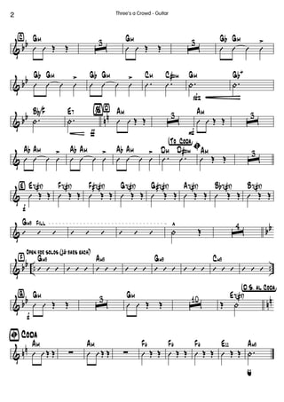& bb
⁄
Û Û Œ Œ
GM
ˆ
3
Û Û Œ Œ
GM
ˆ
3
Û Û Û Û
>Gb GM
& bb Û Û Û Û
>Gb GM
Û Û Û Û
>Gb GM
.Û .Û
CM C#dim
ß
.|
É
GM
.|
Gb+
& bb nn.|
Bb/F
ƒ
.|
E7
¤%
Û Û Œ Œ
AM
ˆ
3
F
Û Û Œ Œ
AM
ˆ
3
& Û Û Û Û
>Ab AM
Û Û Û Û
>Ab AM
Û Û Û Û
>Ab AM
†°To ° Coda¢
ı
.Û .Û
DM D#dim
Û Œ Œ
AM
ˆ
3
&
‹
f
Û Œ Œ
E7(#9)
Û Œ Œ
F7(#9)
Û Œ Œ
F#7(#9)
Û Œ Œ
G7(#9)
Û Œ Œ
G#7(#9)
Û Œ Œ
A7(#9)
Û Œ Œ
Bb7(#9)
Û Œ Œ
B7(#9)
& bbFill
’ ’ ’
Gm9
’ ’ ’ ’ ’ ’ |
^
Œ ˆ
4
& bb .. ..
›
Open for solos (16 bars each)
’ ’ ’
Gm9
’ ’ ’ ’ ’ ’
Am9
’ ’ ’ ’ ’ ’
Gm9
’ ’ ’ ’ ’ ’
Cm9
’ ’ ’
& bb nn
ﬁ
f
Û Û Œ Œ
GM
ˆ
3
Û Û Œ Œ
GM
ˆ
10
†D.õS. aõl Coda¢
Œ |
E7(#9)
& nn
ﬁ Coda
Û ÛŒ Œ
AM
∑ Û ÛŒ Œ
AM
∑ Û Œ Œ
F6
Û Œ Œ
F6
Û Œ Œ
F6
Û Œ Œ
E11
.|
u
Am9
2 Three's a Crowd - Guitar
 