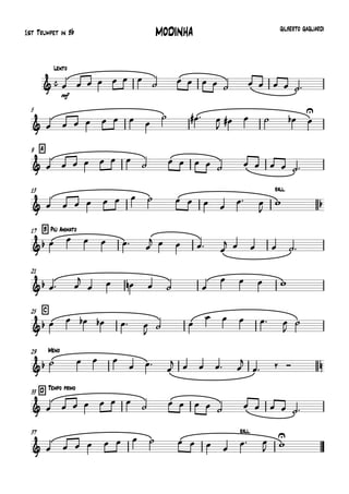 
1st Trumpet in Bb
Lento
MODINHA GILBERTO GAGLIARDI

mf
      
          
5
        
   

    

A9
       
          
13 rall.
            
 

 
B Più Animato17
      
    
    
21
  

     
   
C25
      
  
    


Meno29
    
  
    

   
D Tempo primo
33
                  
37 rall.
              
 

 