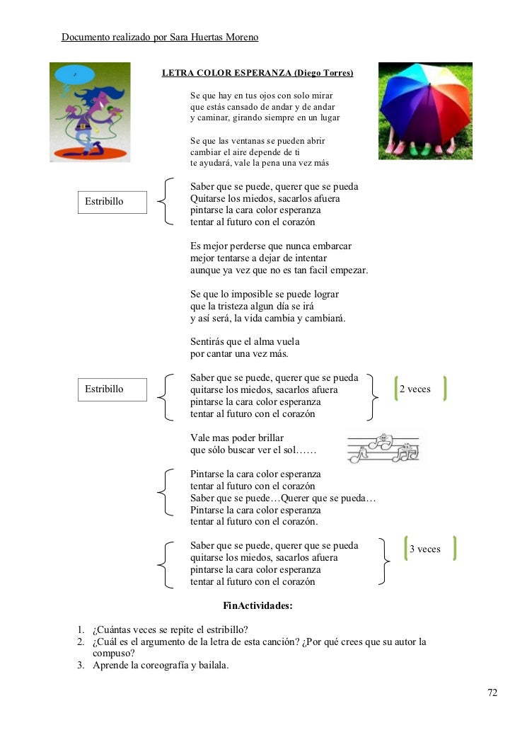 Diego Torres Color Esperanza Lyrics