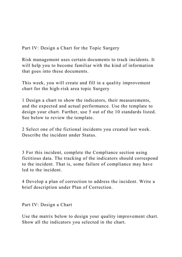 Part IV Design a Chart for the Topic SurgeryRisk manageme.docx