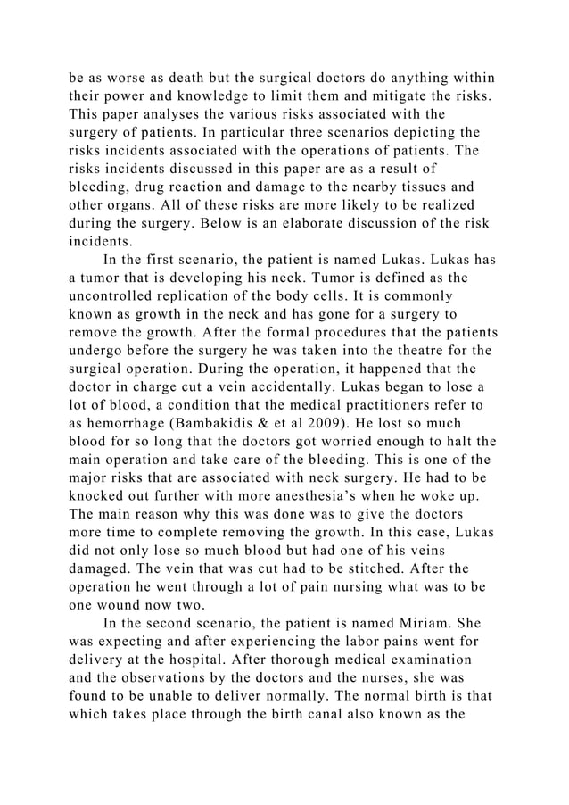 Part IV Design a Chart for the Topic SurgeryRisk manageme.docx