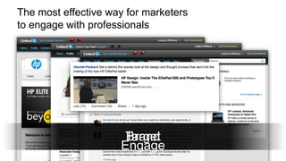 The most effective way for marketers
to engage with professionals




                     Target
                      Brand
                     Engage
 