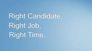 Right Candidate.
Right Job.
Right Time.
 