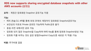 APN 파트너를통한 Direct Connect 서비스
Direct Connect 파트너는 DX로케이션에 네트워크 장비(포트) 보유
50Mbps, 100Mbps등 1Gbps미만의 연결제공
고객이 지정하는 장소에서 DX로케이션 까지 연결 제공
광역 WAN의 복수 거점에서 AWS접속
 