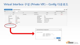 56
Virtual Interface 구성 (Private VIF) – Config 다운로드
 