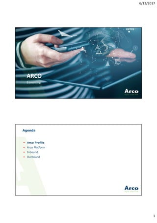 6/12/2017
1
ARCO
E-invoicing
Agenda
 Arco Profile
 Arco Platform
 Inbound
 Outbound
 