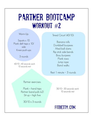 Partner bootcamp workout #2