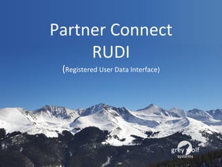 Partner Connect
RUDI
(Registered User Data Interface)
 