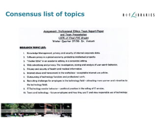 Consensus list of topics 