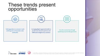 18
© 2021 KPMG, a Hong Kong partnership and a member firm of the KPMG global organisation of independent member firms affiliated with KPMG International
Limited (“KPMG International”), a private English company limited by guarantee. All rights reserved. Printed in Hong Kong, China.
These trends present
opportunities
Tailoringproductstocustomers’needs
andbeingclearontheproduct value
andbenefits
Leveragingdigital-augmentedmodelsto
provideomni-channelexperiencesand
fulfillneedsof digital savvycustomers
Growthecustomerbase through
capitalizingonpartnershipagreements
 