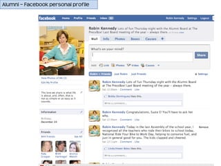 Alumni – Facebook personal profile
 