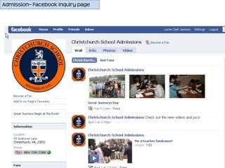 Admission– Facebook inquiry page
 