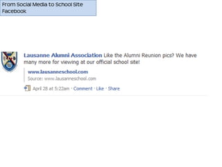 From Social Media to School Site
Facebook
 