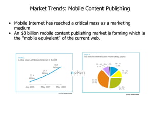 Market Trends: Mobile Content Publishing Mobile Internet has reached a critical mass as a marketing medium An $8 billion mobile content publishing market is forming which is the "mobile equivalent" of the current web. 