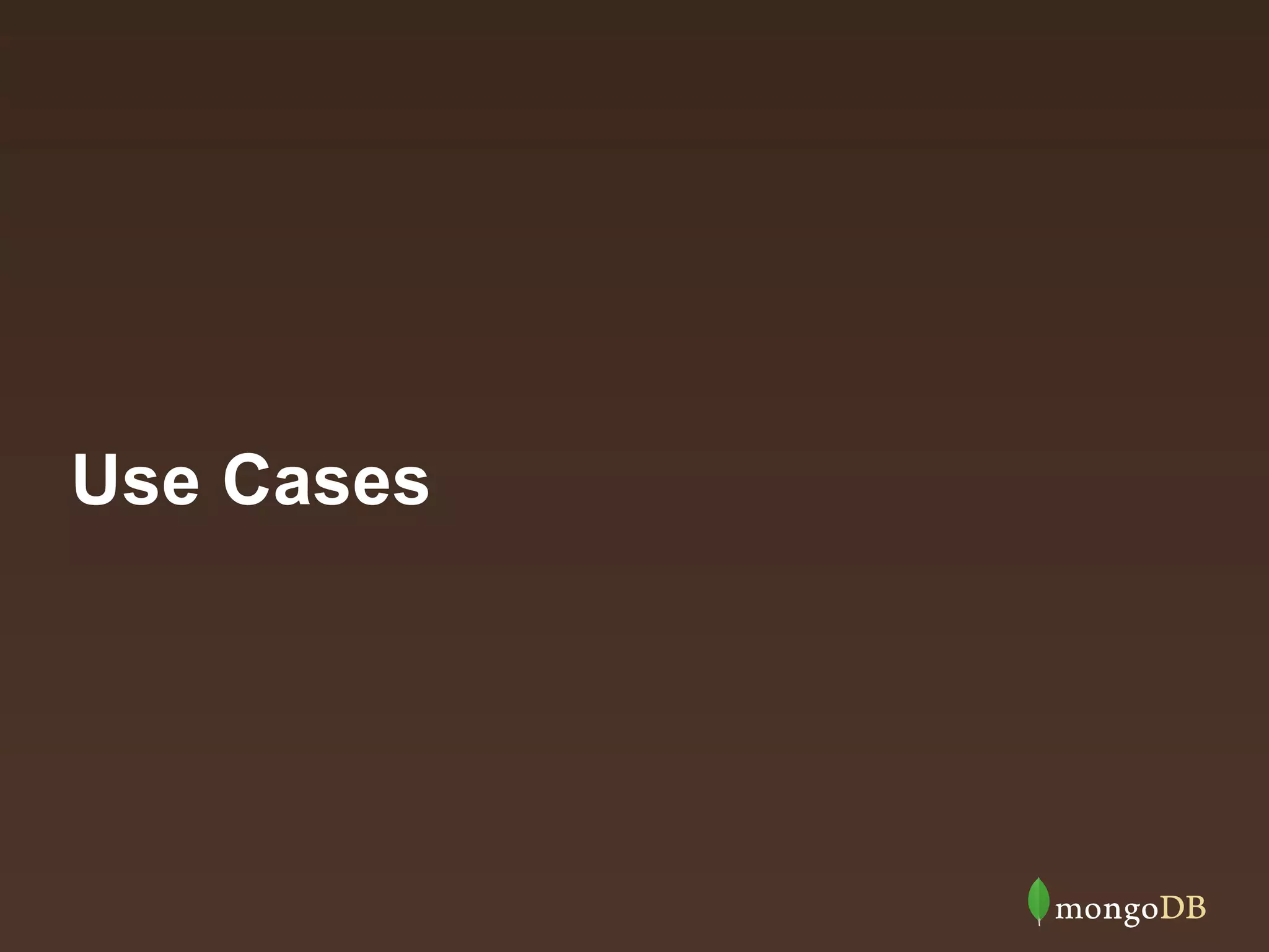 Performance
• V8 JavaScript Engine
– Greater concurrency, faster performance
• Faster Counts
– Low cardinality index-based counts up to 20x faster
• Aggregation Framework
– 3–5 x faster on average

21

 