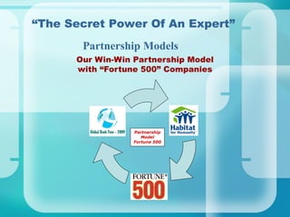 Our Win-Win Partnership Model with “Fortune 500” Companies “ The Secret Power Of An Expert” Partnership Models Partnership Model Fortune 500 