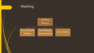 Quorum for Meetings
 Public company:
 5 members personally present if the number of members as on the date of meeting is...