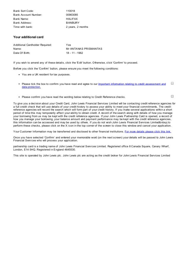 Partnership card john lewis financial services apply