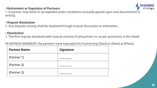 Partner Resolution Simple Partnership Deed Format Explained | PPTX