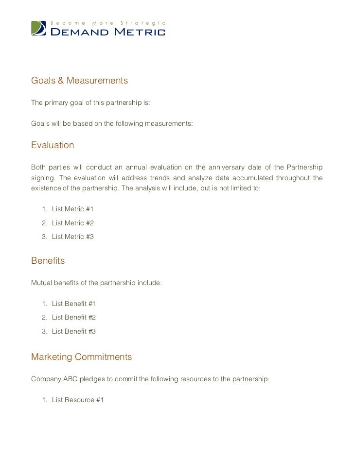 partnership marketing agreement marketing partnership agreement template