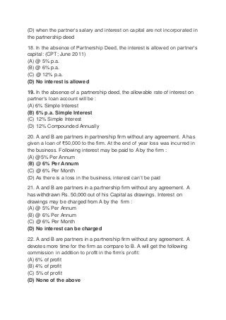 Fundamentals Of Partnership Mcq With Answer