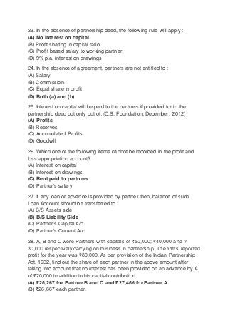 Fundamentals Of Partnership Mcq With Answer